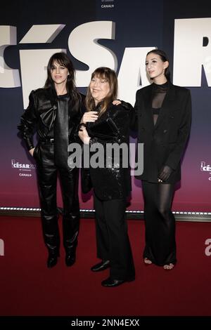 Charlotte Gainsbourg, Jane Birkin and Alice Attal arrive at the 48th Cesar Film Awards at L Olympia, on February 24, 2023 in Paris, France. Photo by David Niviere/ABACAPRESS.COM Stock Photo