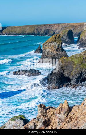 Bedruthan Steps, Cornwall, England, United Kingdom, Europe Stock Photo