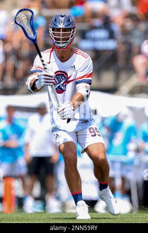 BALTIMORE, MD - JUNE 27: Cannons attack Lyle Thompson (4) stays