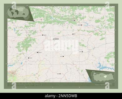 Sivas Map Sivas, province of Turkiye. Open Street Map. Corner auxiliary location ...