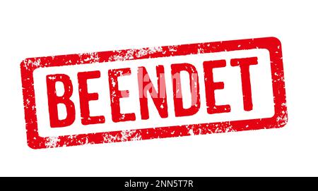 Red stamp on a white background  - Terminated in german - Beendet Stock Photo