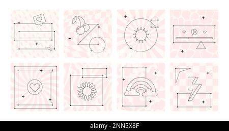 Social media ig story templates. Retro 80s 90s  Stock Vector
