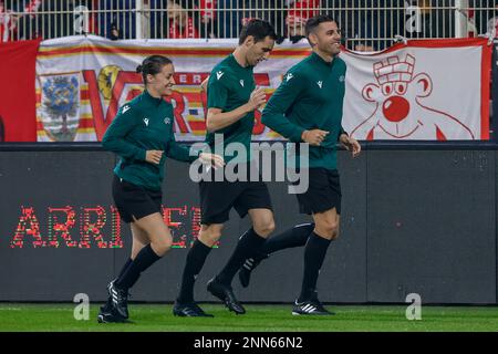 23-02-2023: Sport: Union Berlin v Ajax  BERLIN, GERMANY - FEBRUARY 23: assistant referee Guadalupe Porras Ayuso, assistant referee Diego Barbero and r Stock Photo