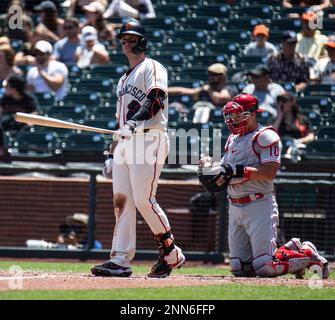 June19 2021 San Francisco CA, U.S.A. The Giants shortstop Brandon Crawford  (35) up at bat during MLB game between the Philadelphia Phillies and San  Francisco Giants, the Giants lost 13-6 at Oracle