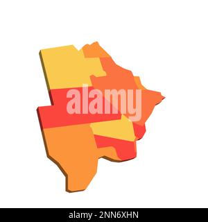 Botswana political map of administrative divisions - rural and urban districts. Map with labels. Stock Vector