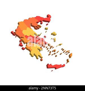Greece political map of administrative divisions - decentralized administrations and autonomous monastic state of Mount Athos. Map with labels. Stock Vector