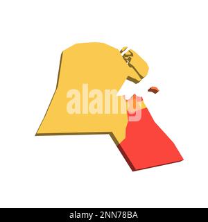 Kuwait political map of administrative divisions - governorates. Map with labels. Stock Vector