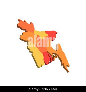 Bangladesh political map of administrative divisions - divisions. Map with labels. Stock Vector