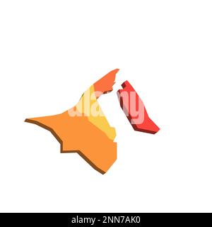 Brunei political map of administrative divisions - districts. Map with labels. Stock Vector