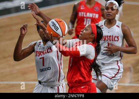 Atlanta Dream guard Haley Jones (13) during a WNBA basketball game against  the Las Vegas Aces, Friday, June 2, 2023, in College Park, Ga. (AP  Photo/Danny Karnik Stock Photo - Alamy