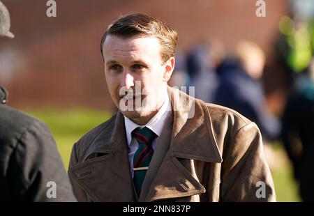 Alek Yerbury attending the Patriotic Alternative protest in Tower Gardens in Skegness, Lincolnshire near to the County Hotel used to house asylum seekers. The demonstration organised by the far-right group aims to show public dissatisfaction at asylum seekers being housed in the coastal town's hotels. Picture date: Saturday February 25, 2023. Stock Photo