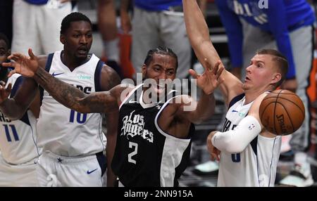 Kawhi Leonard of the LA Clippers handles the ball against the Dallas