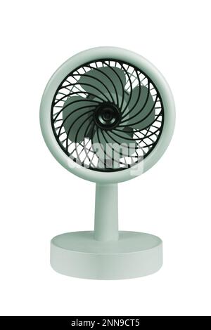 Mini Electric Table Fan on White Blackground Stock Photo