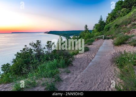 Empire Bluff Overlook on Lake Michigan, Sleeping Bear Dunes National Lakeshore, Empire, Leelanau Co., Michigan Stock Photo