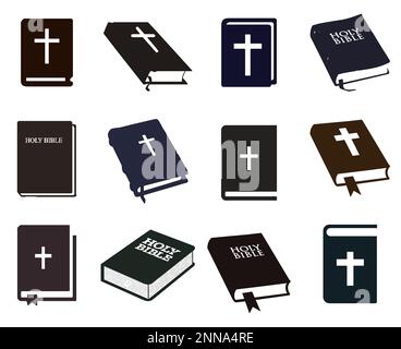 Holy Bible Colorful Icon Set Stock Vector