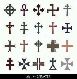 Cross Colorful Vector Icon Set Collection Stock Vector