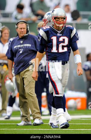 19 September 2010: New England Patriots wide receiver Randy Moss (81)  attempts a catch as New York Jets safety Jim Leonhard (36) defends during  the Jets 28-14 win over the Patriots at