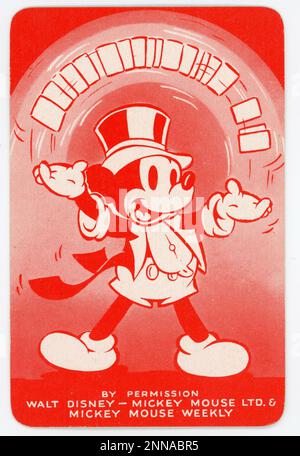 Card featuring MICKEY MOUSE from Shuffled Symphonies WALT DISNEY Card Game  published in 1939 in UK by Pepys Games by permission of Walt Disney - Mickey  Mouse Ltd Stock Photo - Alamy