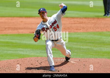 ATLANTA, GA – APRIL 07: Atlanta pitcher Max Fried (54) accepts the