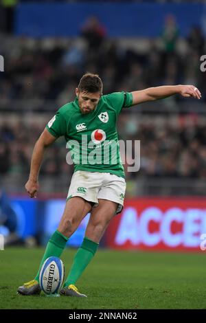 Rome, Italia. 25th Feb, 2023. Ross Byrne of Ireland during the Six Nations rugby match between Italy and Ireland at Stadio Olimpico in Rome on February 25th, 2023. Photo Antonietta Baldassarre/Insidefoto Credit: Insidefoto di andrea staccioli/Alamy Live News Stock Photo