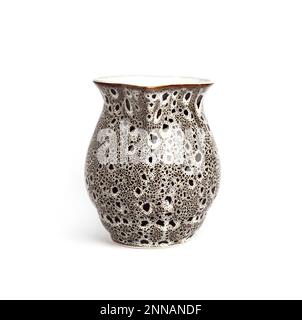 Glazed ceramic milk jar isolated on a white background Stock Photo