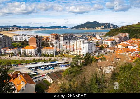 Salve Beach and the city aerial view in Laredo, Cantabria, Spain Stock Photo