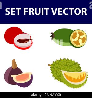 Fruit icon set, vector color fruit isolated symbols collection. Stock Vector
