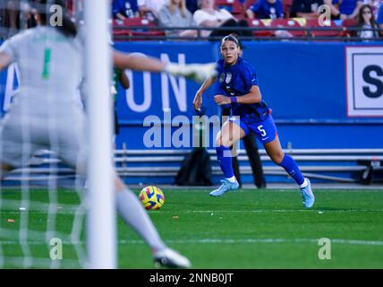 U.S. 22nd Feb, 2023. Women's National Team Trinity Rodman (5) in game action during the SheBelieves Cup soccer game between the U.S. Women's National Team and Brazil Women's National Team at Toyota Stadium in Frisco, Texas, USA defeated Brazil 2-1 Albert Pena/CSM/Alamy Live News Stock Photo