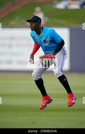 Miami Marlins second baseman Jazz Chisholm Jr. (2) wears custom Oreo cleats  during the first inning