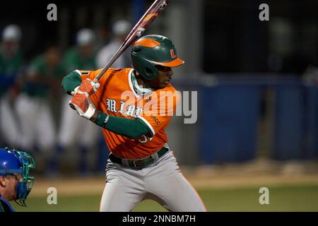 Miami Hurricanes Jose Izarra (41) bats during an NCAA game against