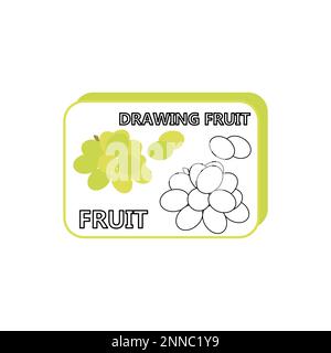 coloring book for kids with grapes icon Stock Vector