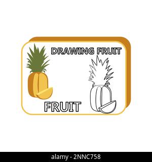 Fresh Pineapple Drawing In Colored Sketch Or Hand Painted Style Stock Vector