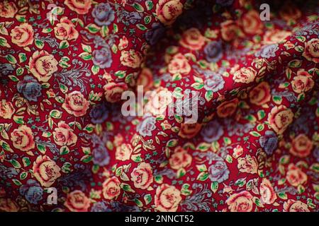 Cute brown fabric with a floral pattern Stock Photo