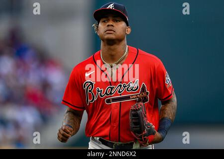 Cristian Pache of the Atlanta Braves poses during Photo Day at