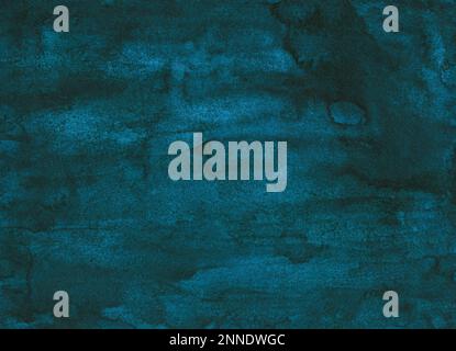 Dark teal watercolor texture background with rich artistic brush strokes for design and decor. Stock Photo