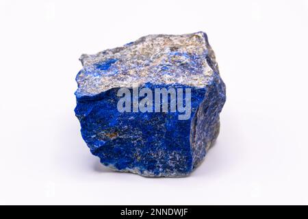Raw lapis lazuli mineral on white background, mineral collection Stock Photo