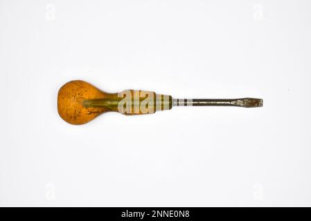 Close up of a dirty old screwdriver, isolated on a white background Stock Photo