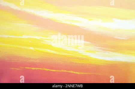 Orange and yellow art paint background. Hand paint texture, brush stroke background. Oil painted on canvas. Watercolor texture pastel gradient colors. Stock Photo