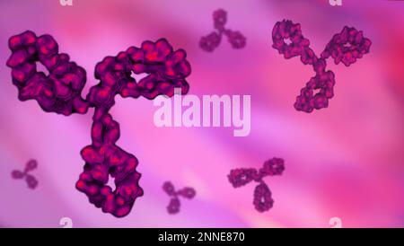 antibodies floating in human plasma, neutralize pathogenic bacteria and viruses Stock Photo