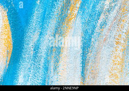 Abstract blue, yellow and white background oil painting. Multicolor brush strokes on paper. Template for card, invitation. Copy space for text, design Stock Photo