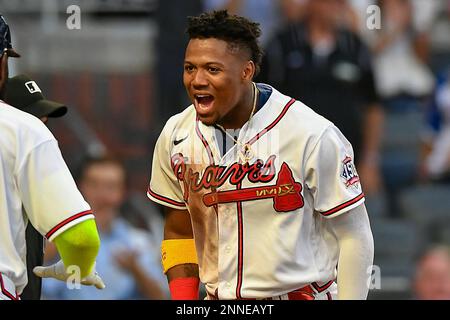 From left Ronald Acuña Jr., of the Atlanta Braves, catcher Wilson