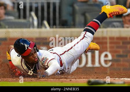 From left Ronald Acuña Jr., of the Atlanta Braves, catcher Wilson