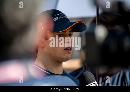 Sakhir, Bahrain, 25th Feb 2023, Nyck de Vries, from Netherlands competes for Scuderia AlphaTauri. Winter Testing, the winter testing of the 2023 Formula 1 championship. Credit: Michael Potts/Alamy Live News Stock Photo