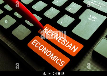 Conceptual display Keynesian Economics. Word Written on monetary and fiscal programs by government to increase employment Stock Photo