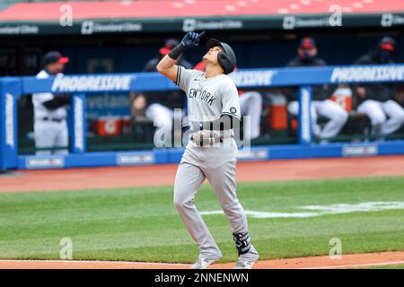 CLEVELAND, OH - APRIL 25: Gio Urshela (29) of the New York Yankees