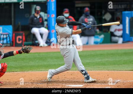 CLEVELAND, OH - APRIL 24: Gleyber Torres (25) and Gio Urshela (29) of the New  York Yankees look on during a game against the Cleveland Indians at Prog  Stock Photo - Alamy