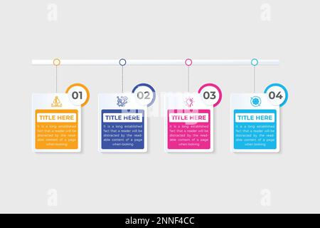 Business table infographic and data visualization template design with colorful work step sections. Office presentation and workflow diagram layout ve Stock Vector