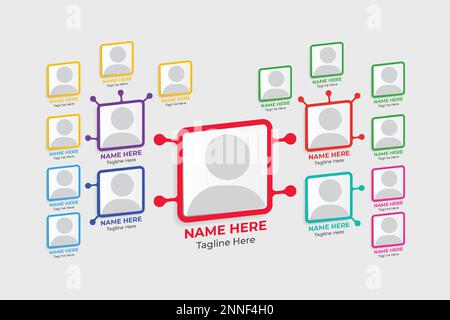 Infographic and diagram vector design for office presentations and job positions. Data visualization and workflow chart list vectors with colorful sha Stock Vector