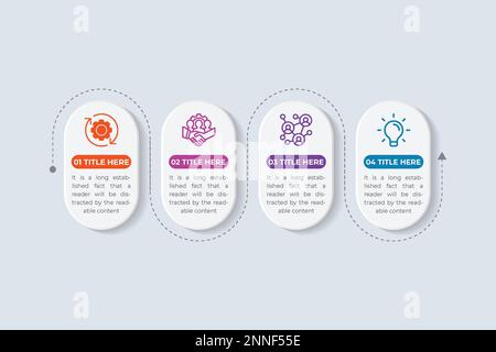 Creative work process and business information diagram vector with infographic icons. Business workflow and chart infographic design for office presen Stock Vector