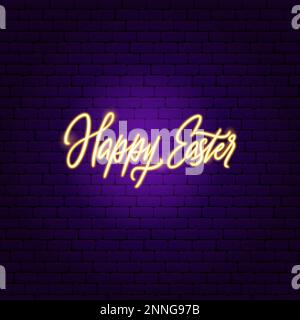 Happy Easter Neon Lettering Stock Vector